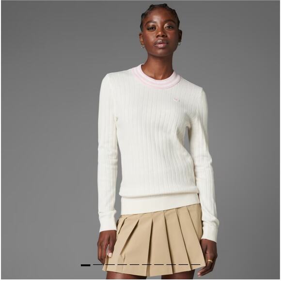 Adidas Longsleeve Cable Knit Pullover Sweater Cashmere Wool Sz XS Preppy Golf - Picture 2 of 16